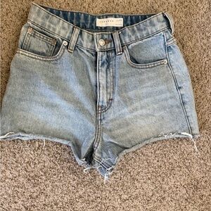Topshop Blue Jean Shorts High-Waisted Cut-Off